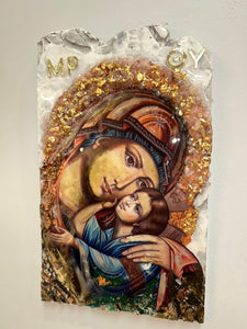 Mother Mary (panagia) Icon with Gemstones