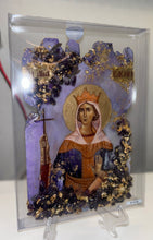 Load image into Gallery viewer, Saint Eleni (Helen) religious icon w/ gemstones - ready to ship