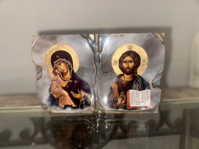 Mother Mary & Jesus Christ freestanding block - religious icon (Ready to ship)