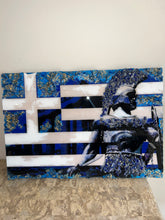 Load image into Gallery viewer, Greek flag with Spartan - 1 Available ready to ship