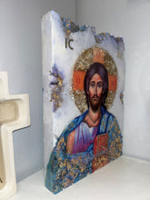 Load image into Gallery viewer, Free standing X-Large Jesus Icon w/ Gemstones - Ready to ship ONE OFF PIECE