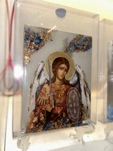 Natural Marble stone Archangel Michael icon - ready to ship