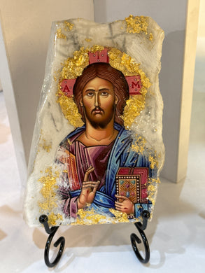 Marble Jesus Icon - ready to ship