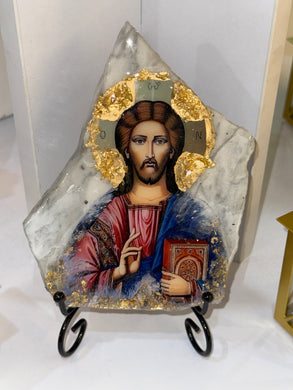 Marble Jesus Icon - ready to ship