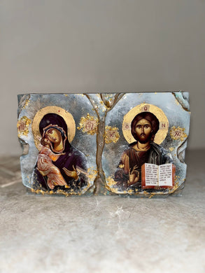 dual free standing icon Mother Mary and Jesus