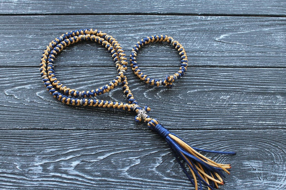 Christian set:  Prayer rope 100 knots + bracelet 33 knots,