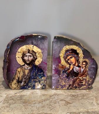 Freestanding Pair - Agate Stone Blocks - religious icons