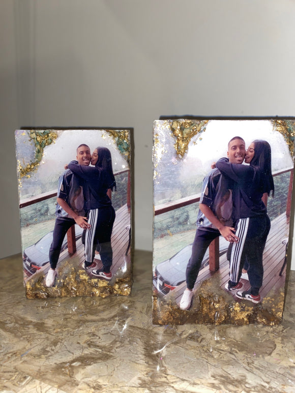 PERSONAL PIC - Custom free standing Block   - wood epoxy resin handmade image or icon art -