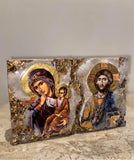 Mother Mary & Jesus Christ block - religious icon