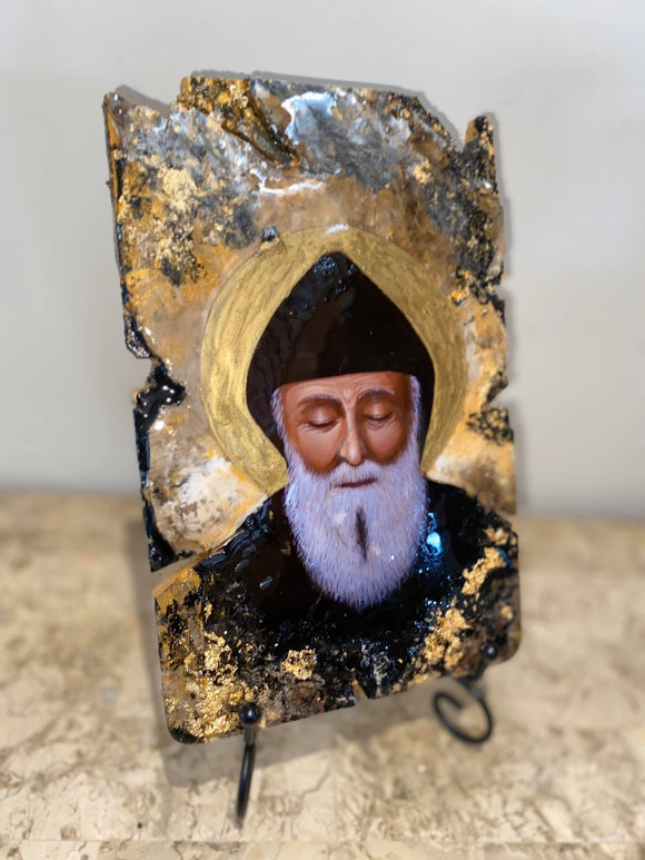 Saint Charbel religious icon - wooden