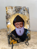 Saint Charbel religious icon - 1 off piece - wooden