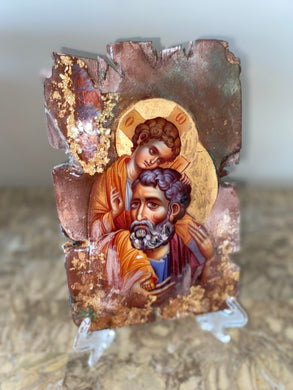 Joseph religious wood epoxy resin handmade icon art - Only 1 off - Original