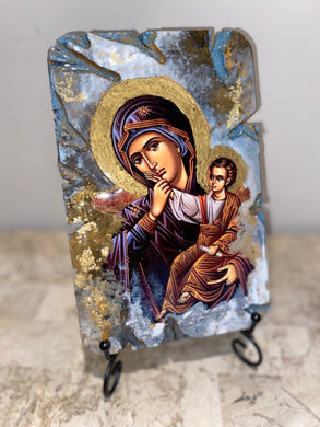 Mary with baby Jesus - Panagia- religious wood icon