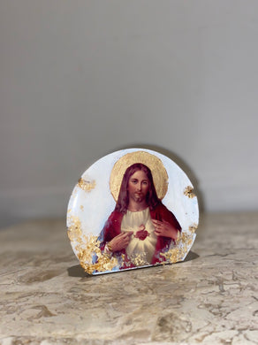 Jesus  mini religious icon epoxy resin handmade icon art wooden