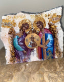 Archangel Saint Michael religious icon stone epoxy resin handmade icon art - Only 1 off - Original